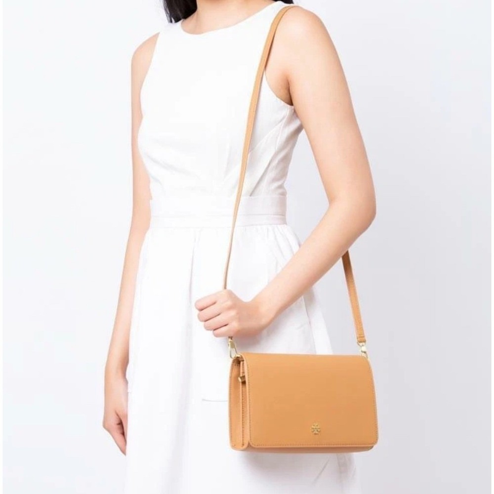 Tory Burch Emerson Convertible Shoulder Bag Womens OS Cardamom Brown Leather